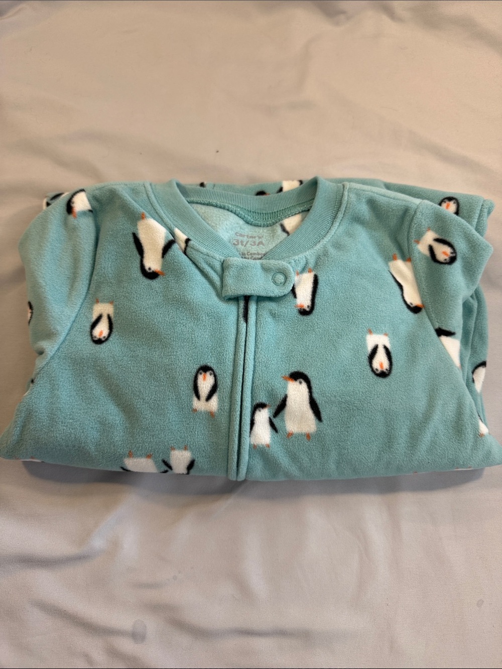 Carter's NWOT Teal Penguin Fleece Footed Pajamas